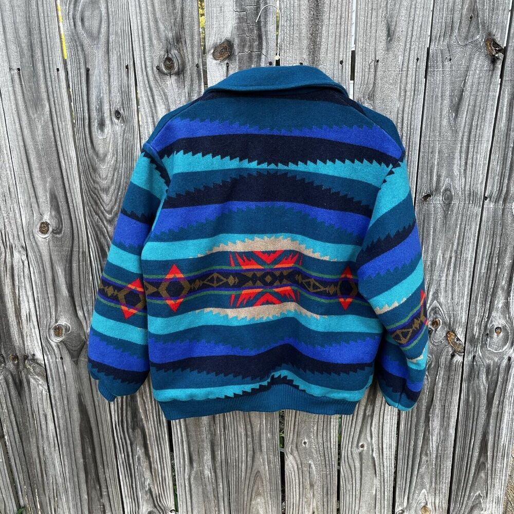 Pendleton Blue and Red Patterned Bomber Jacket - Picture 10 of 16